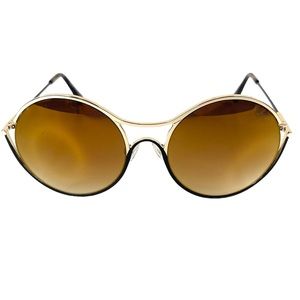 BALMAIN 52mm Round Sunglasses Gold Made In France